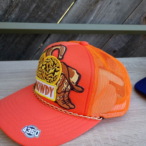 Orange Howdy Trucker Hat with Cactus Patch - Picture 2 of 5